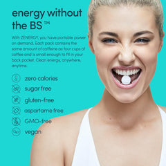 ZENERGY mint gum pack shown in a pocket for on-the-go energy.