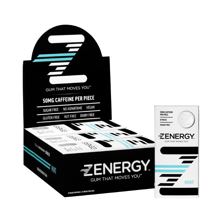 ZENERGY mint gum pack delivering quick, clean energy on the go.