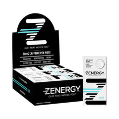 ZENERGY mint gum pack delivering quick, clean energy on the go.