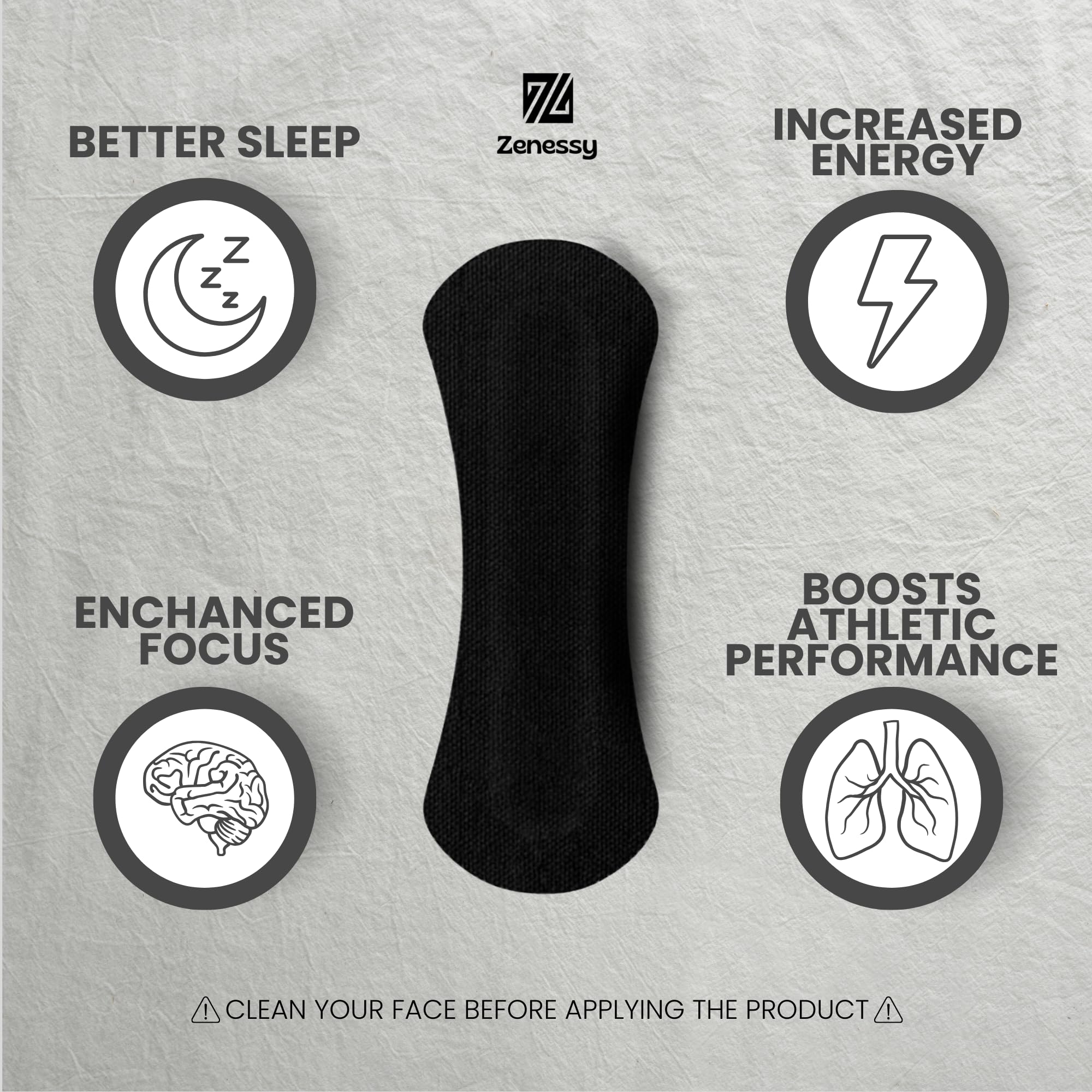 Zenessy Nasal Strips adhesivo firme que permanece toda la noche.