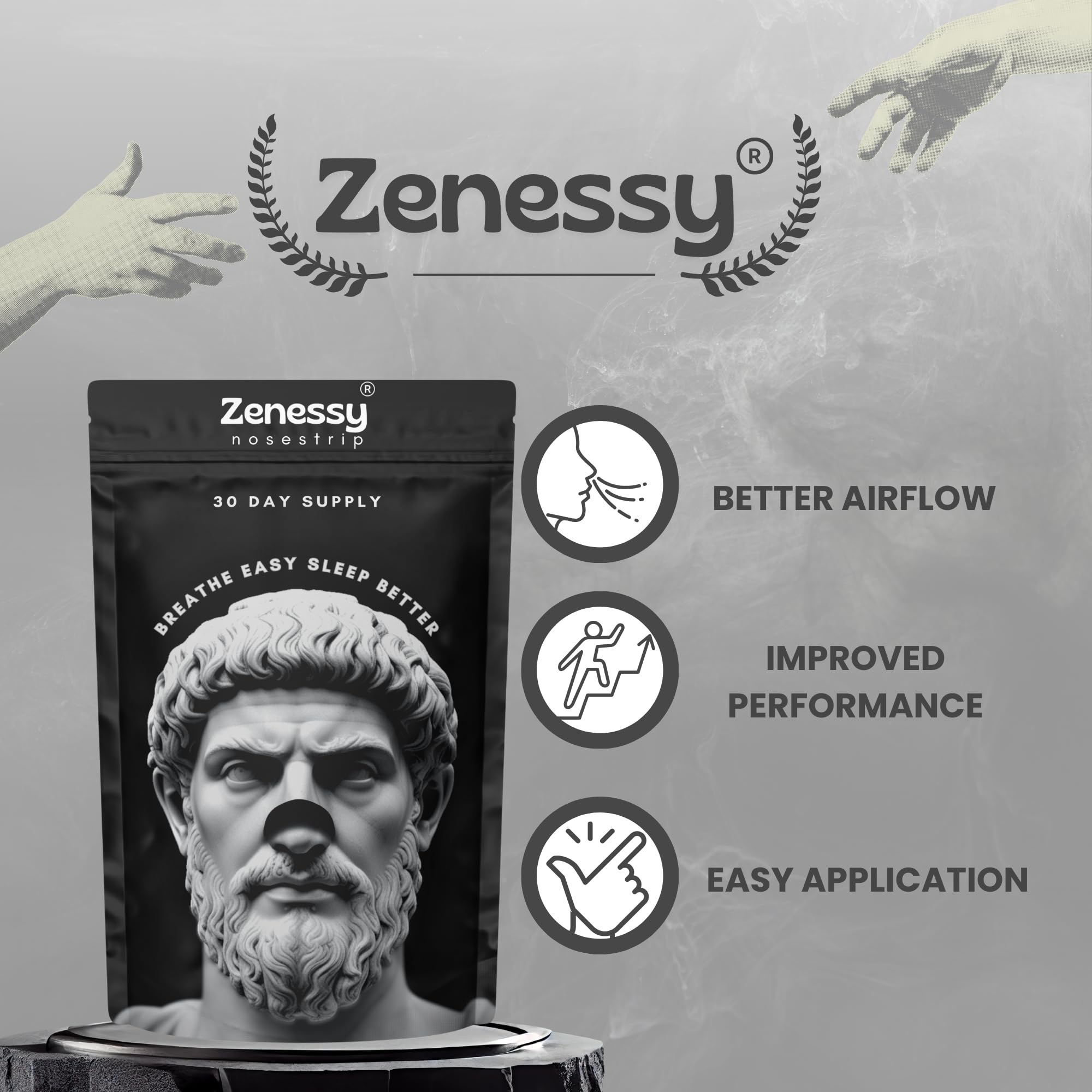 Zenessy Nasal Strips, aplicación fácil para colocar en minutos y respirar mejor.