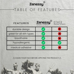 Zenessy Nasal Strips diseño discreto, casi invisibles durante la noche.