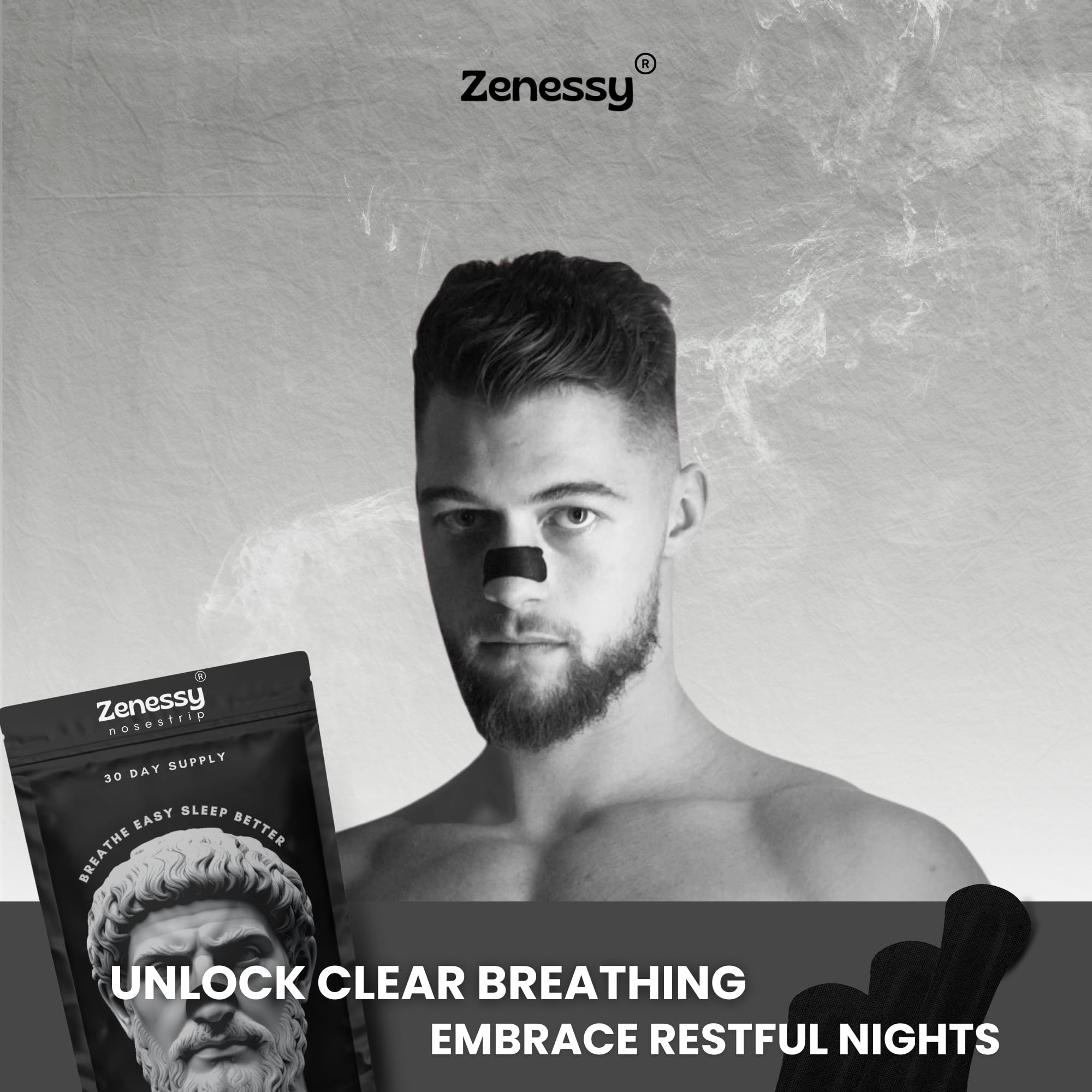Zenessy Nasal Strips material hipoalergénico, reduce irritación durante la noche.