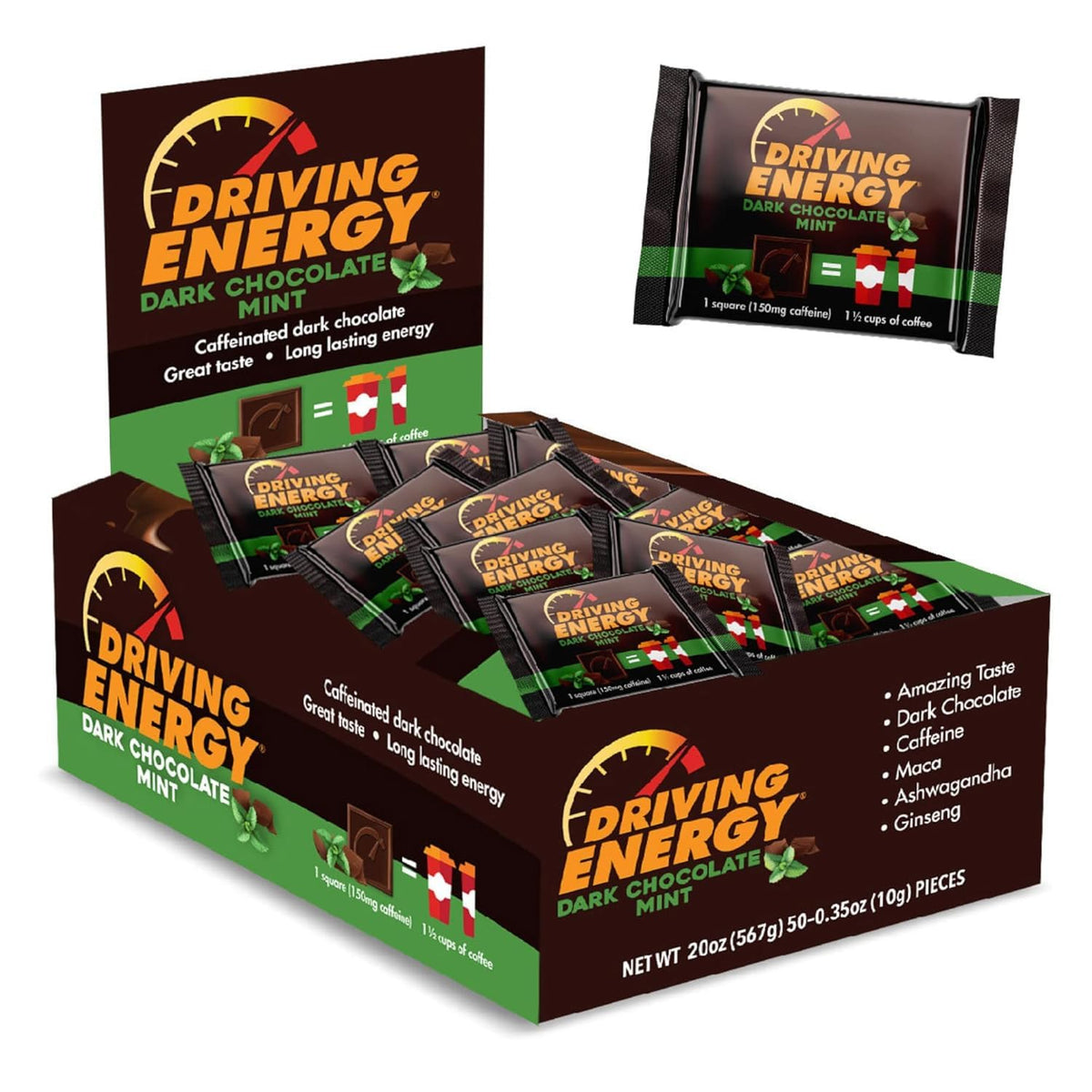 ZenEvo dark chocolate mint energy bite with steady focus flavor