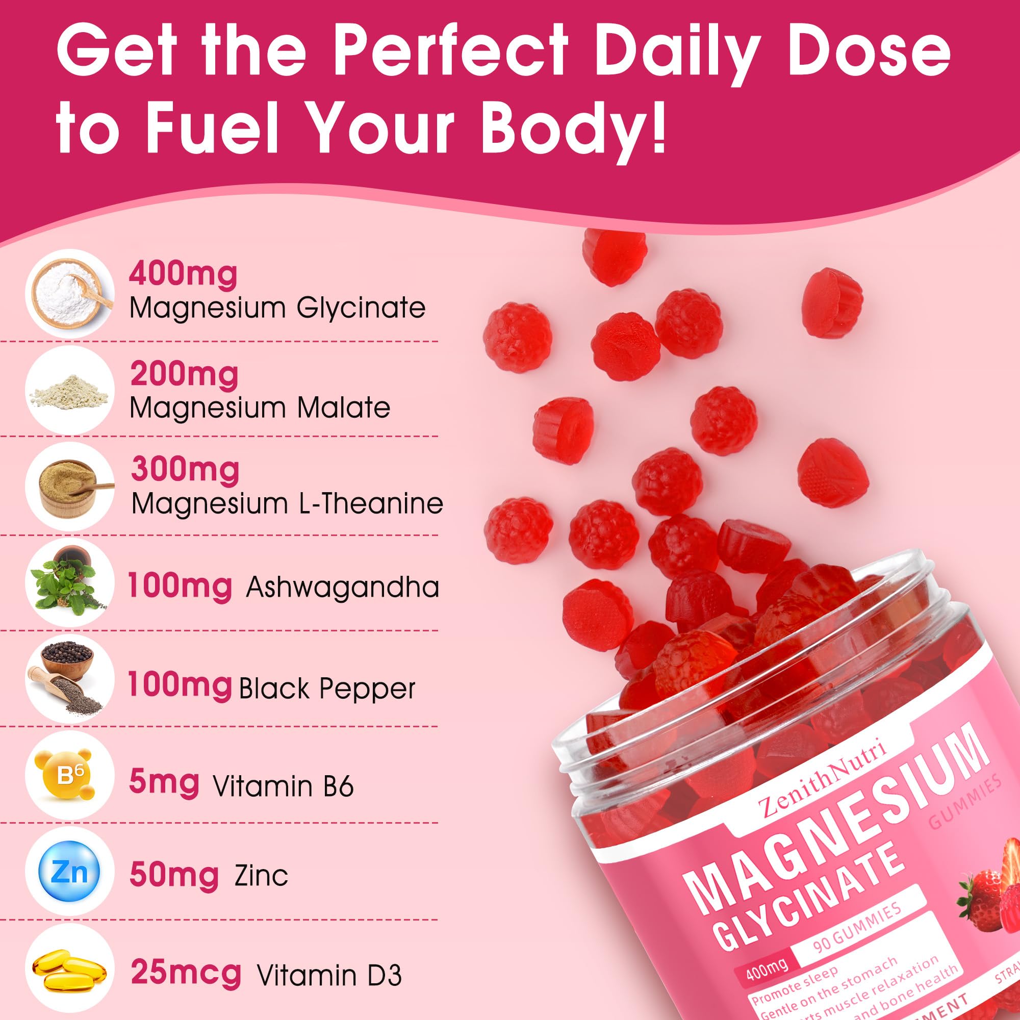 ZenithNutri magnesium blend with ashwagandha zinc and vitamins for daily wellness