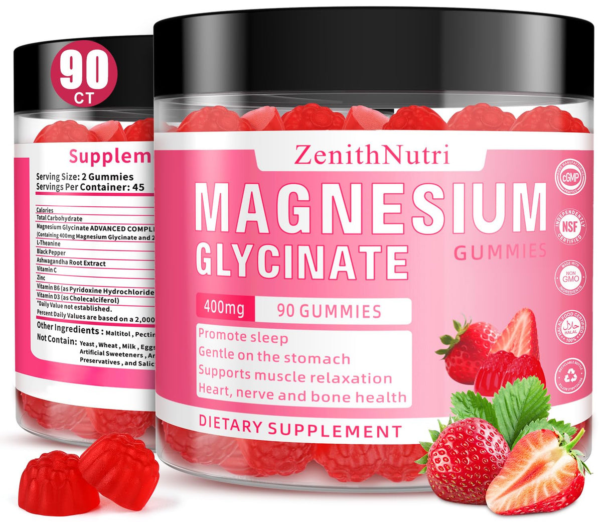 ZenithNutri magnesium glycinate gummies bottle for daily wellness