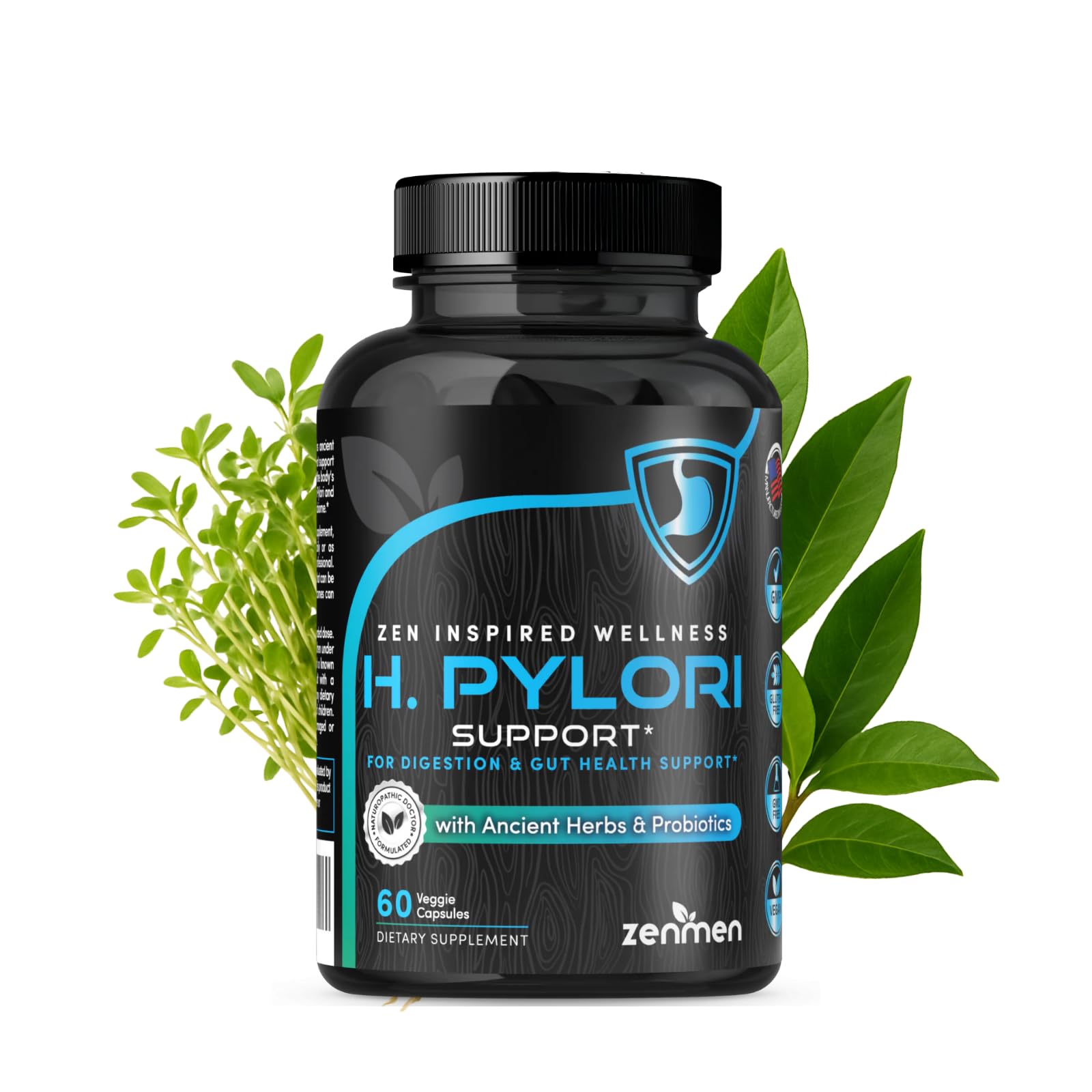 Zenmen H. Pylori Support bottle front promotes daily digestive comfort