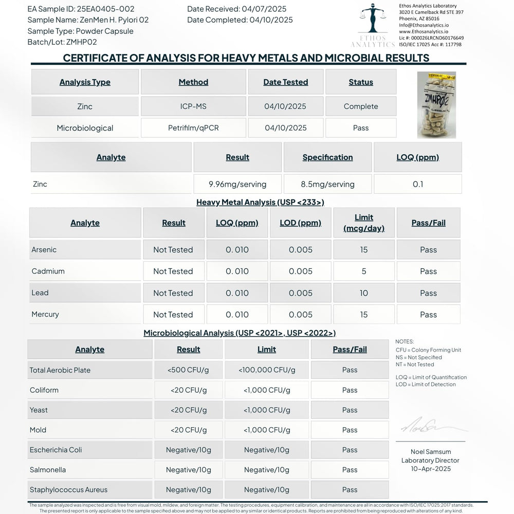 Zenmen H. Pylori Support green tea and broccoli sprouts imagery