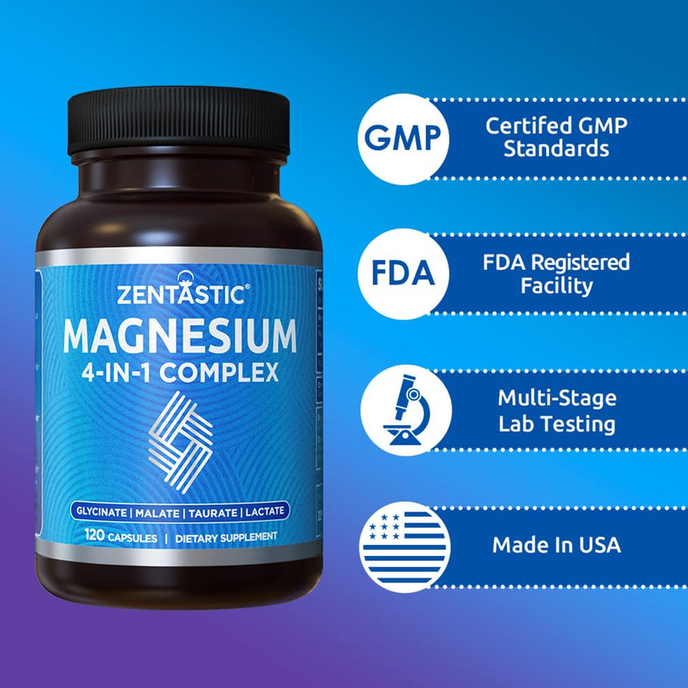 Zentastic Magnesium Complex 4-in-1 bottle cap ready for daily routine.
