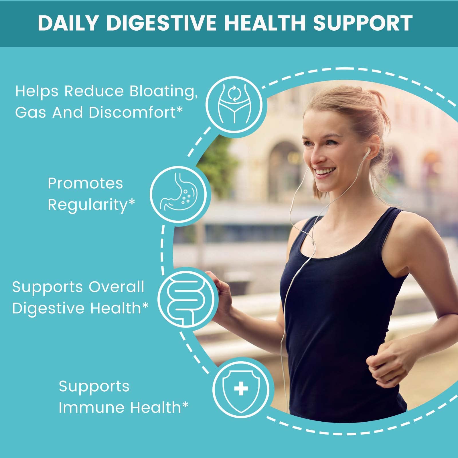 Zentastic probiotic scene suggesting relief from bloating and gas