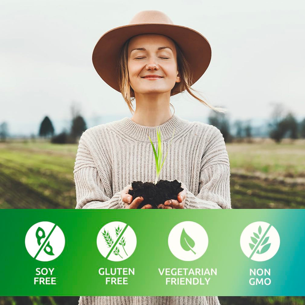 Zentastic vegetarian capsules photo emphasizes gluten-free and soy-free design