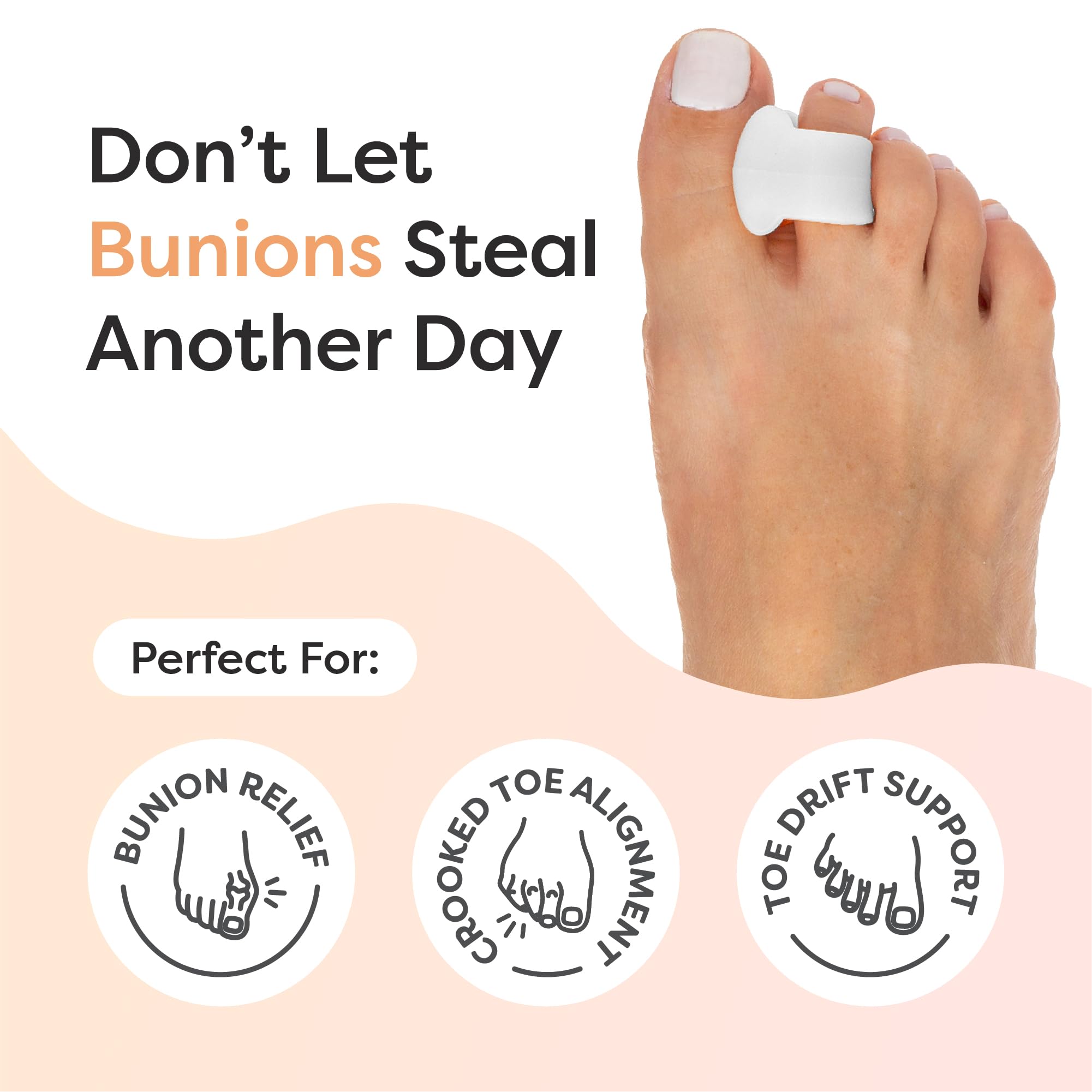 ZenToes bunion corrector gently realigns the big toe to reduce pressure.