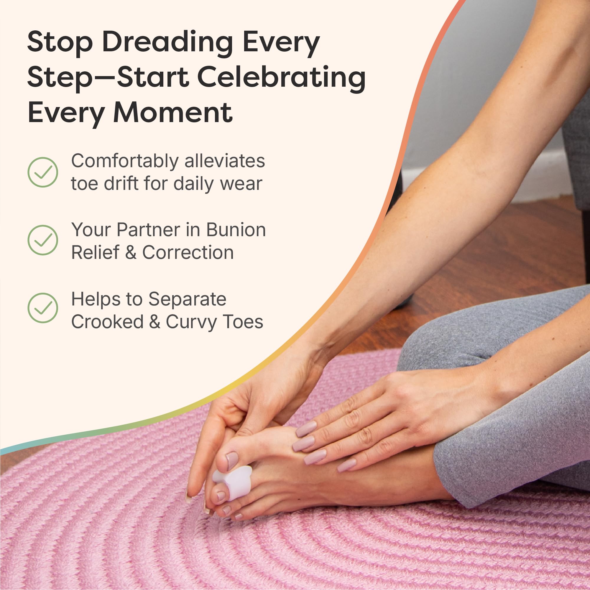 ZenToes wear during day or night for toe spacing and comfort.