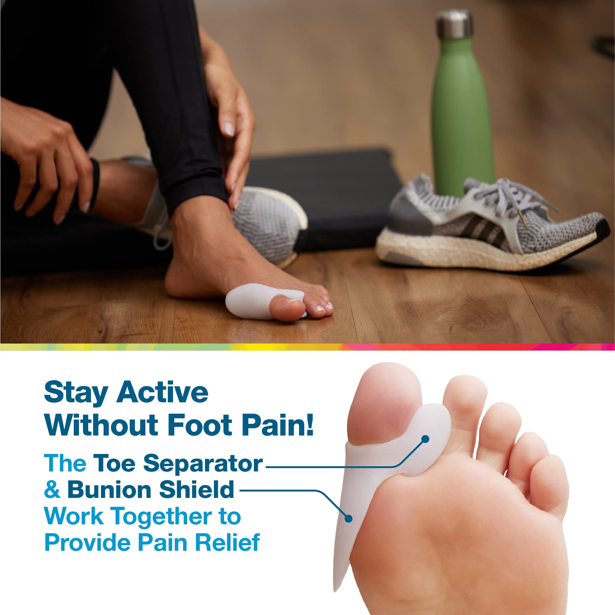 ZenToes discreet foot cushion fits inside most shoes without bulk.
