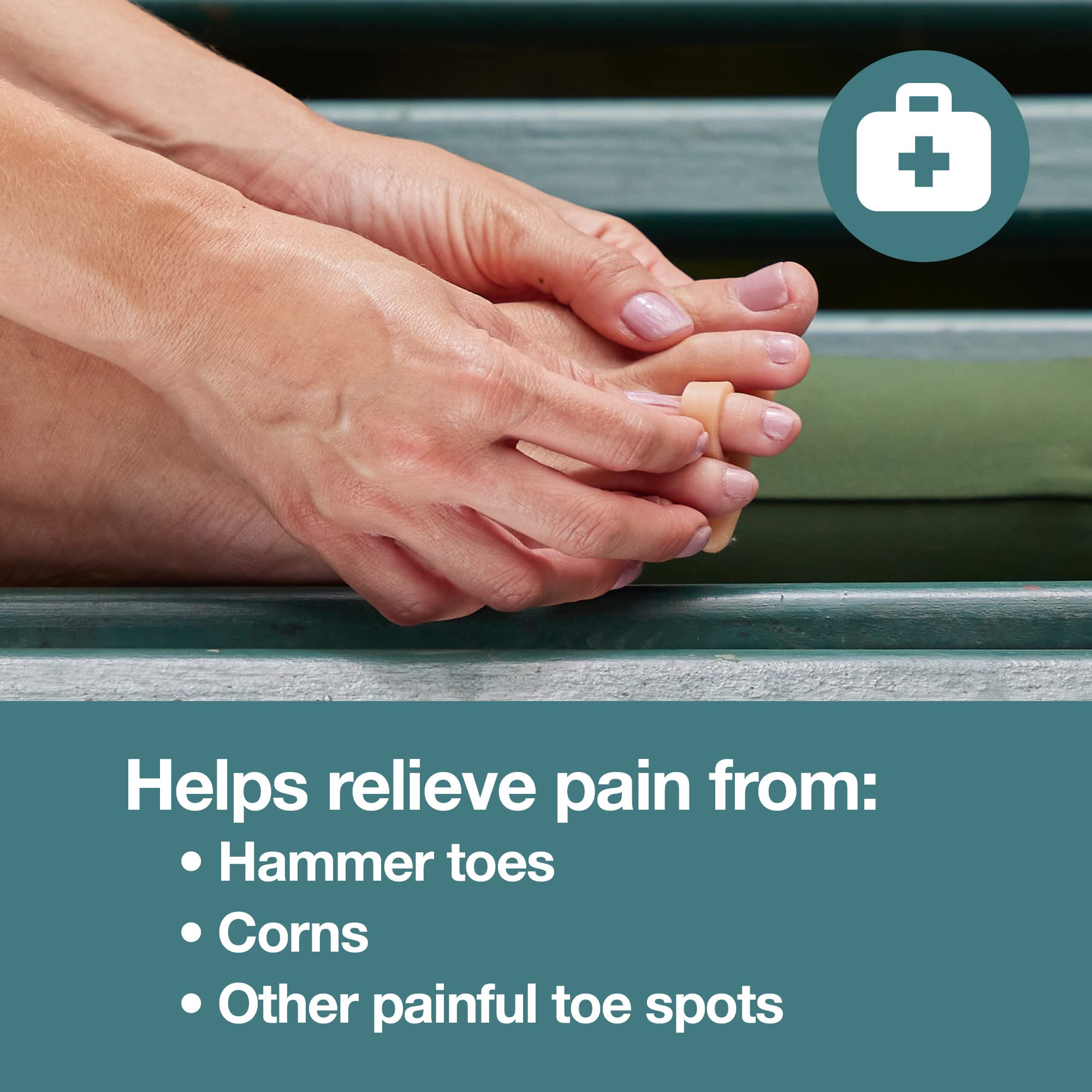 Close-up of ZenToes hammer toe straightener silicone gel for comfort.