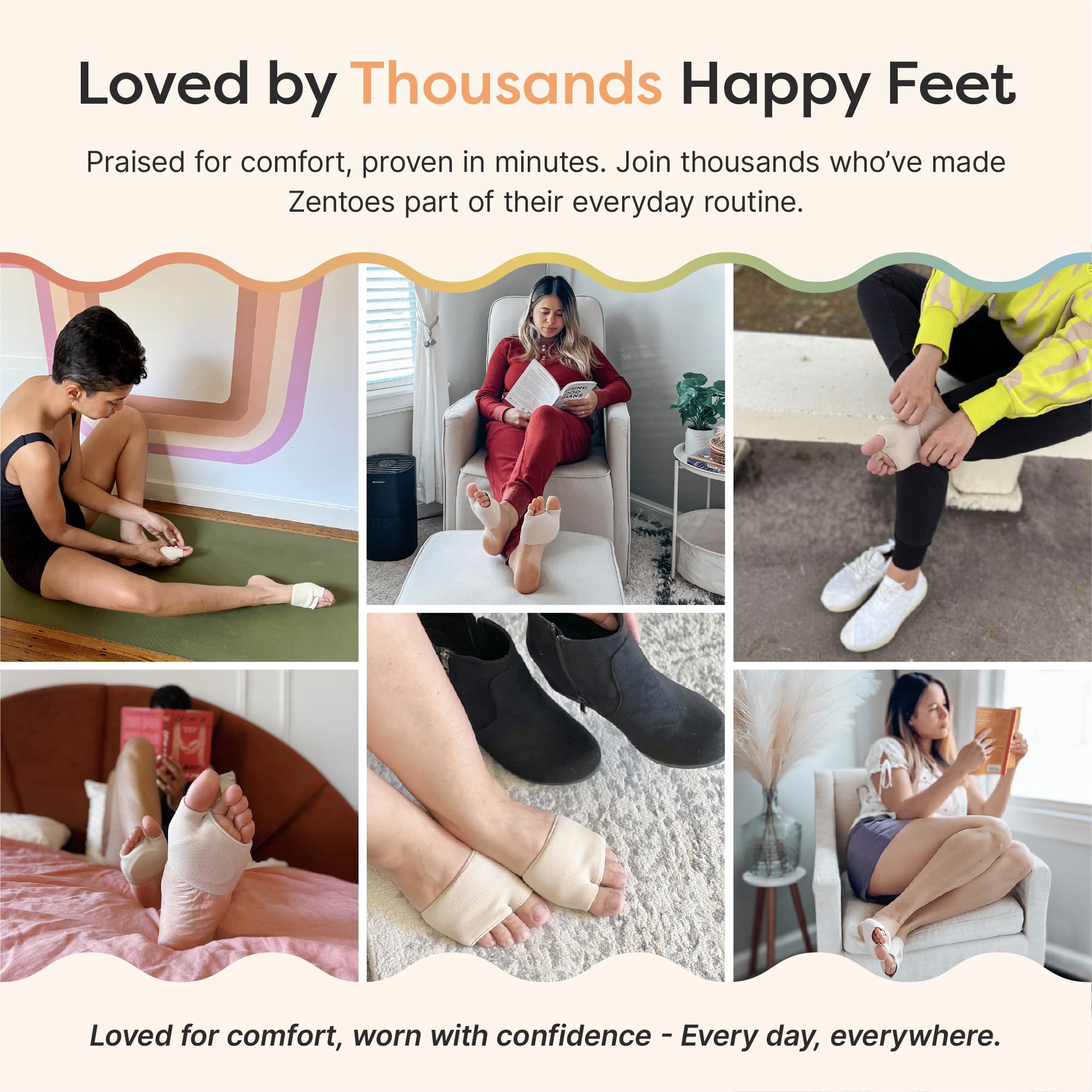 ZenToes pads used in different shoes to reduce forefoot stress.