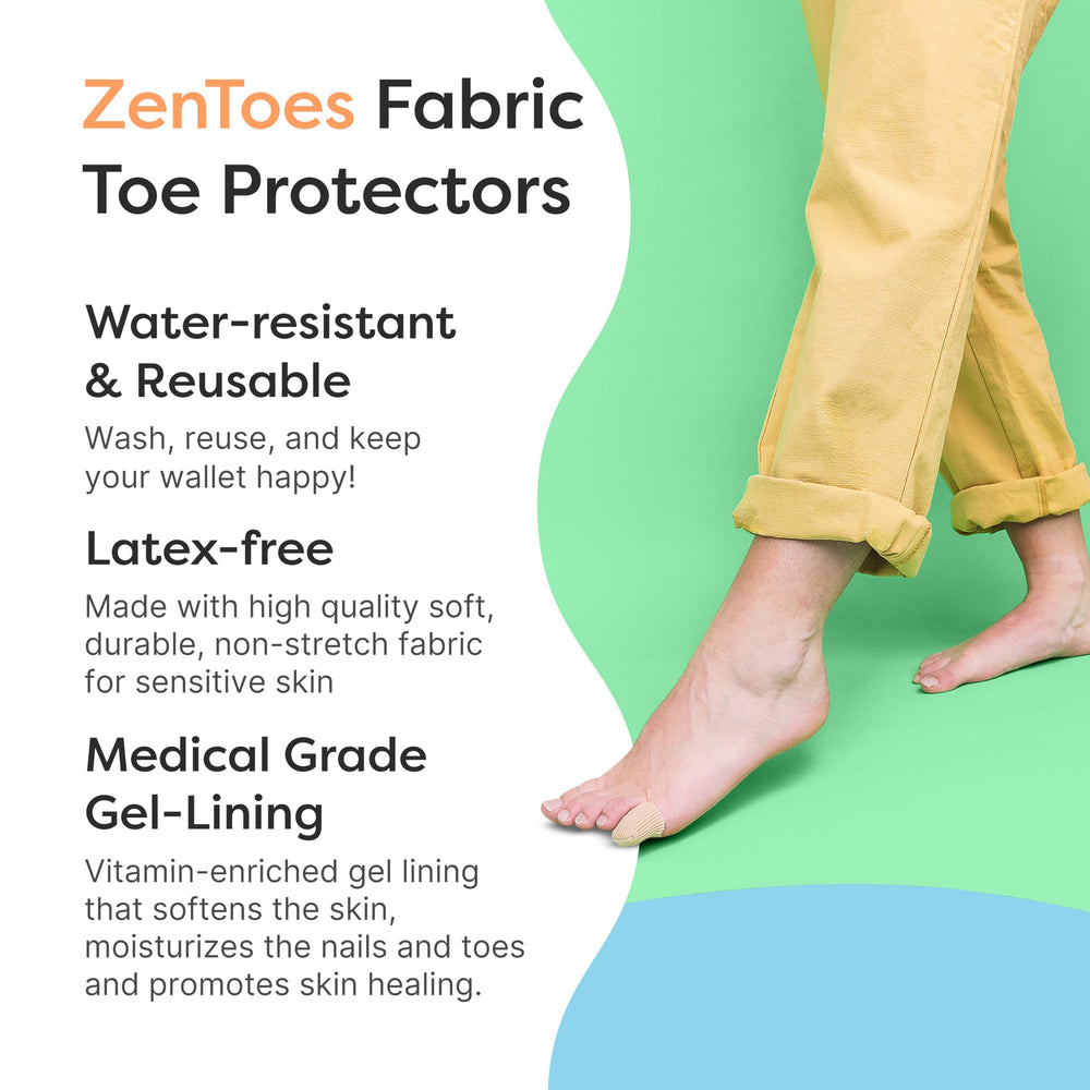 ZenToes protectores de dedo de tela lavable y reutilizable para uso repetido.