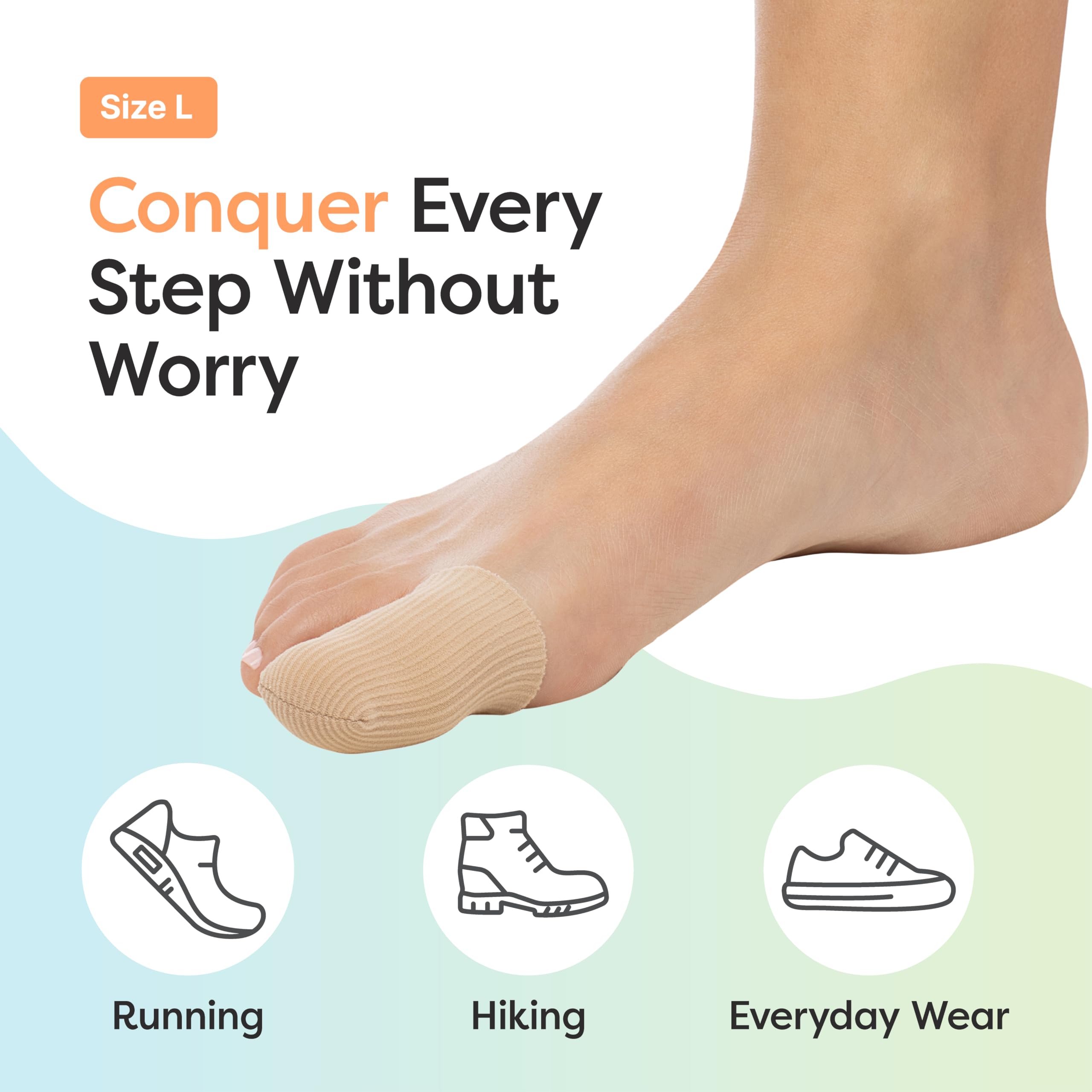 ZenToes protectores de dedo con tejido suave protegen y ofrecen comodidad durante todo el día.