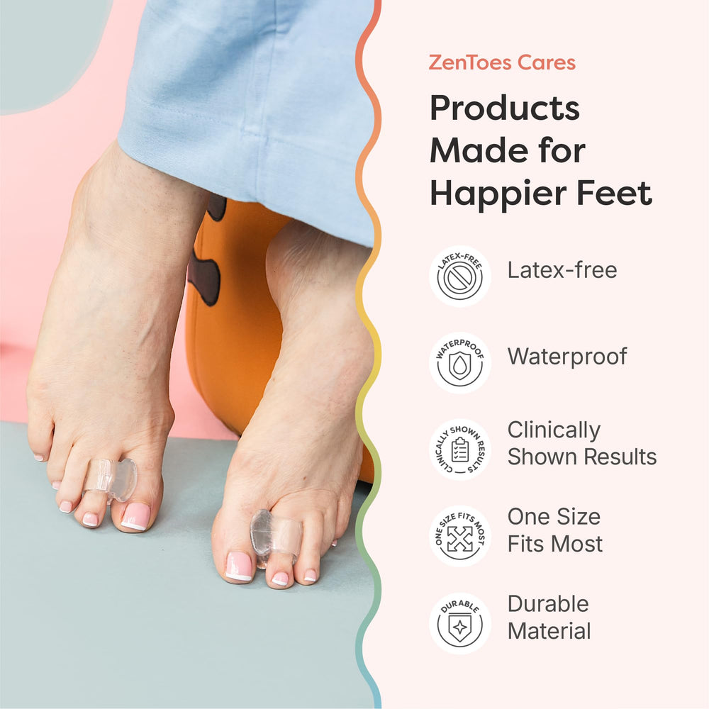 ZenToes soft gel material adapts to feet and footwear for comfort.