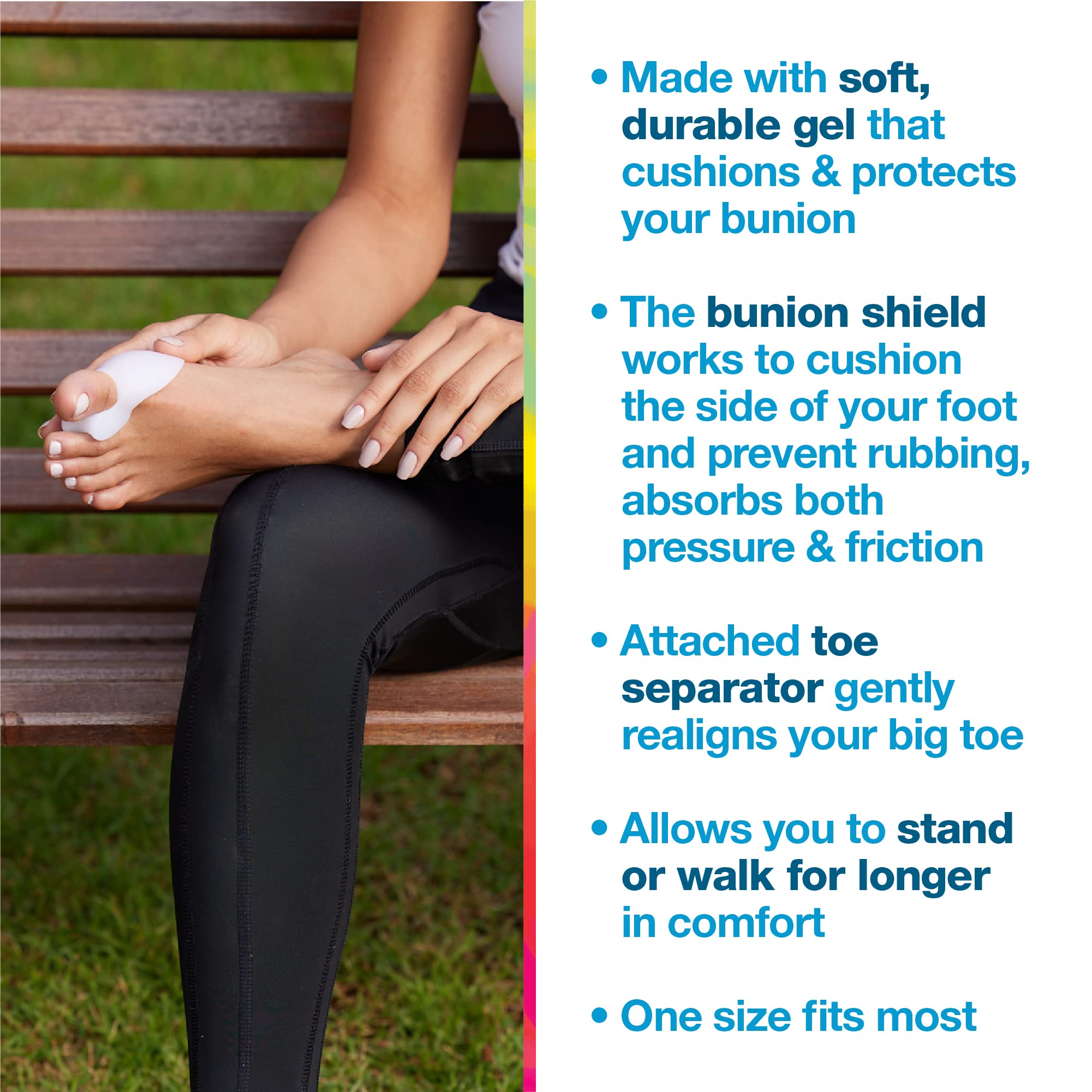 ZenToes toe separator with integrated spacer aligns toes for comfort.