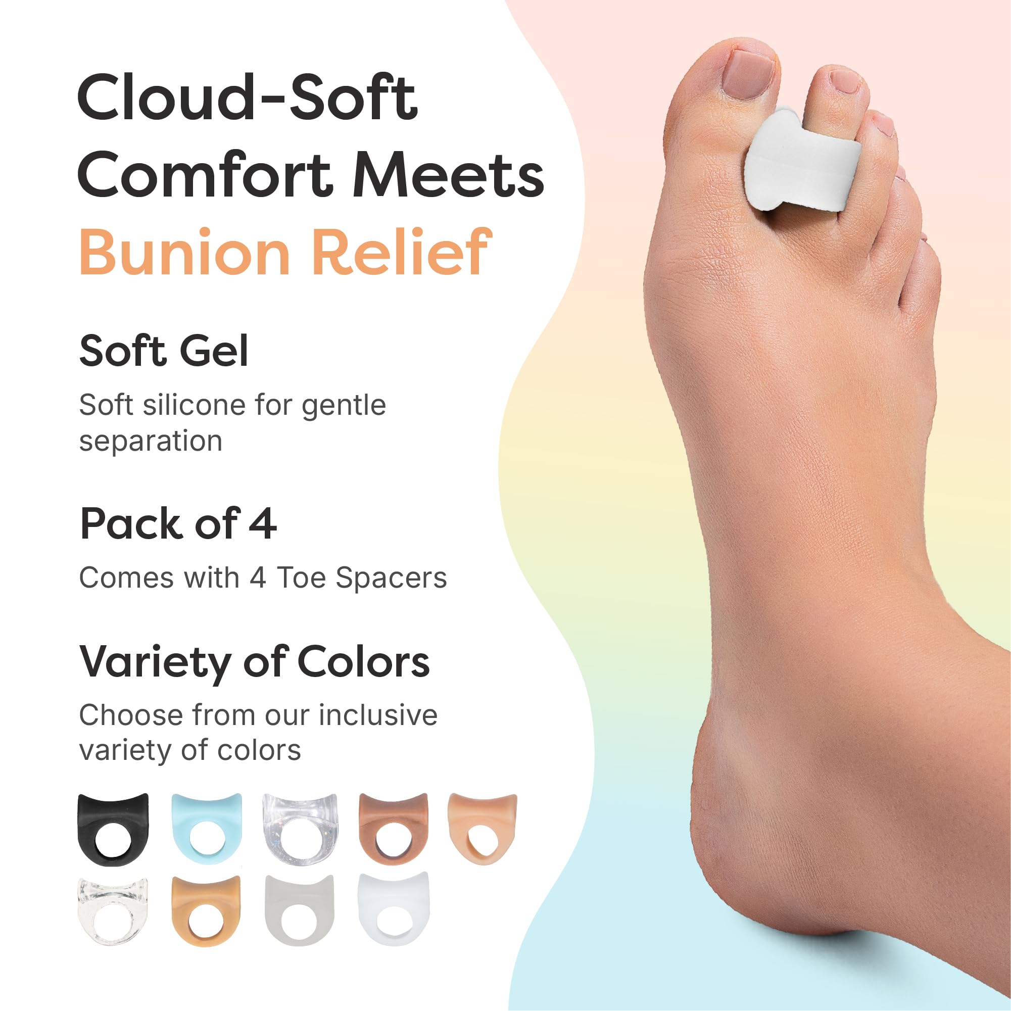 ZenToes washable, latex-free silicone for reusable comfort.