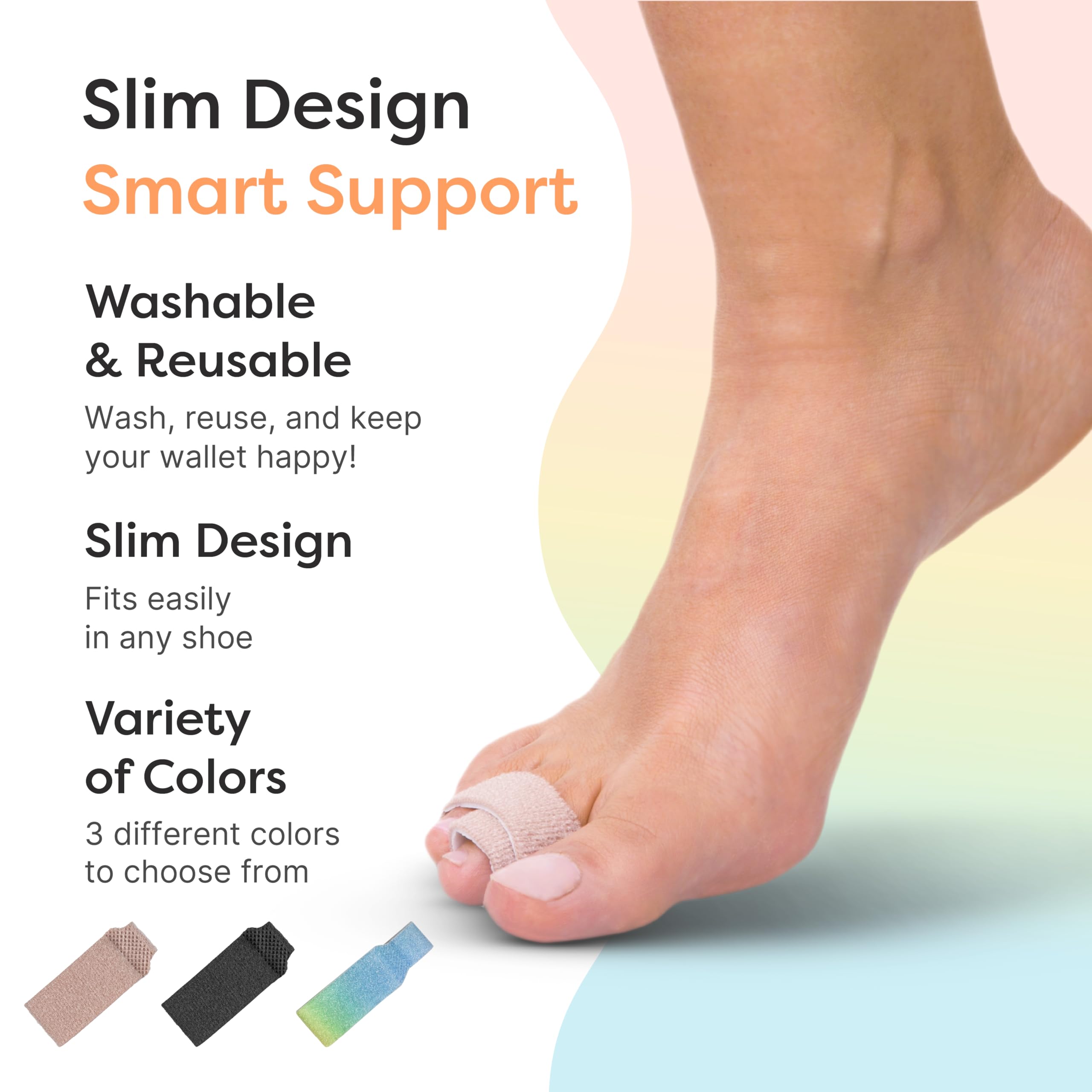 ZenToes washable soft nylon material closeup emphasizes easy care.