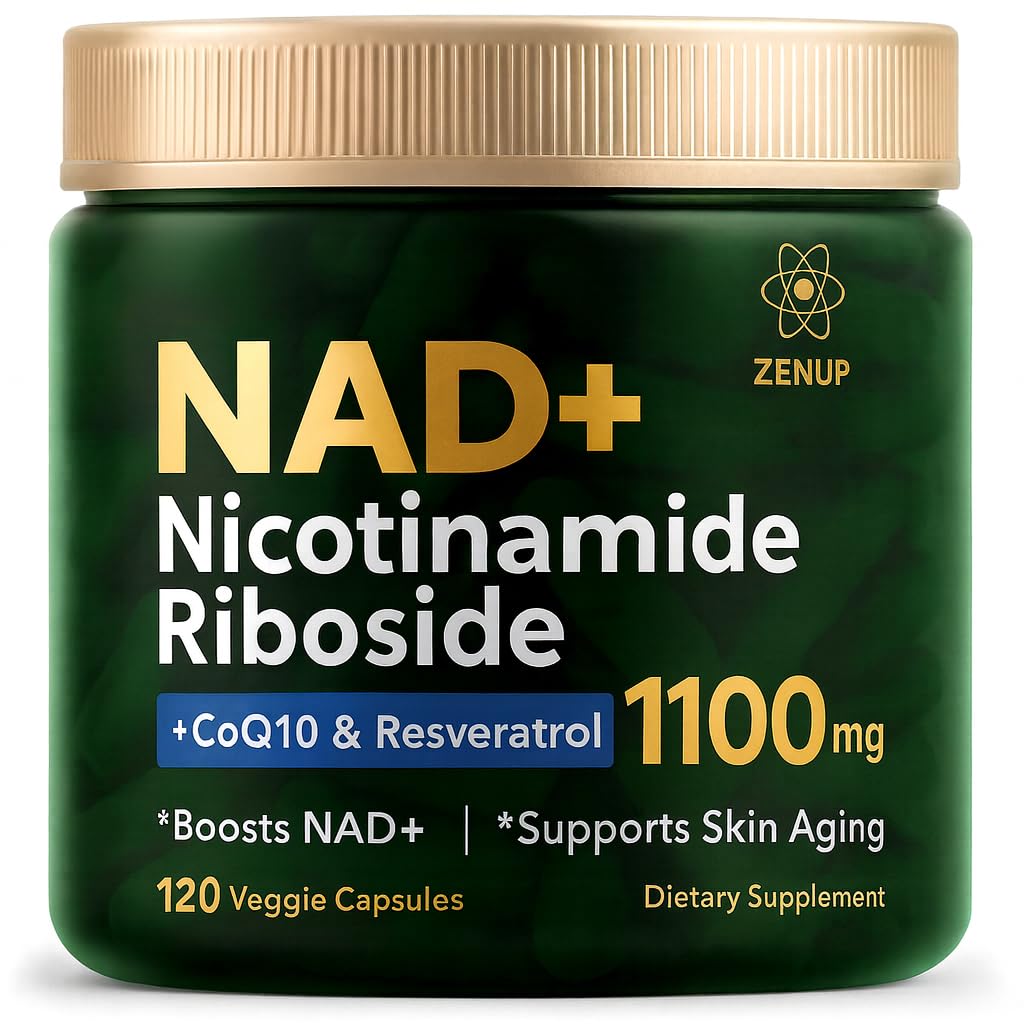 ZenUP NAD+ Plus bottle front, premium packaging signaling daily vitality and quality.