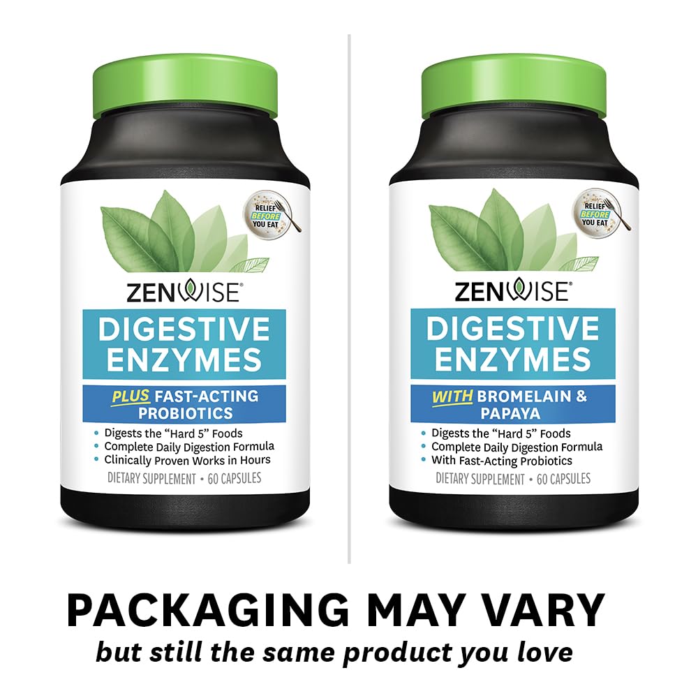 Zenwise Health daily-use packaging demonstrates two capsules before meals.