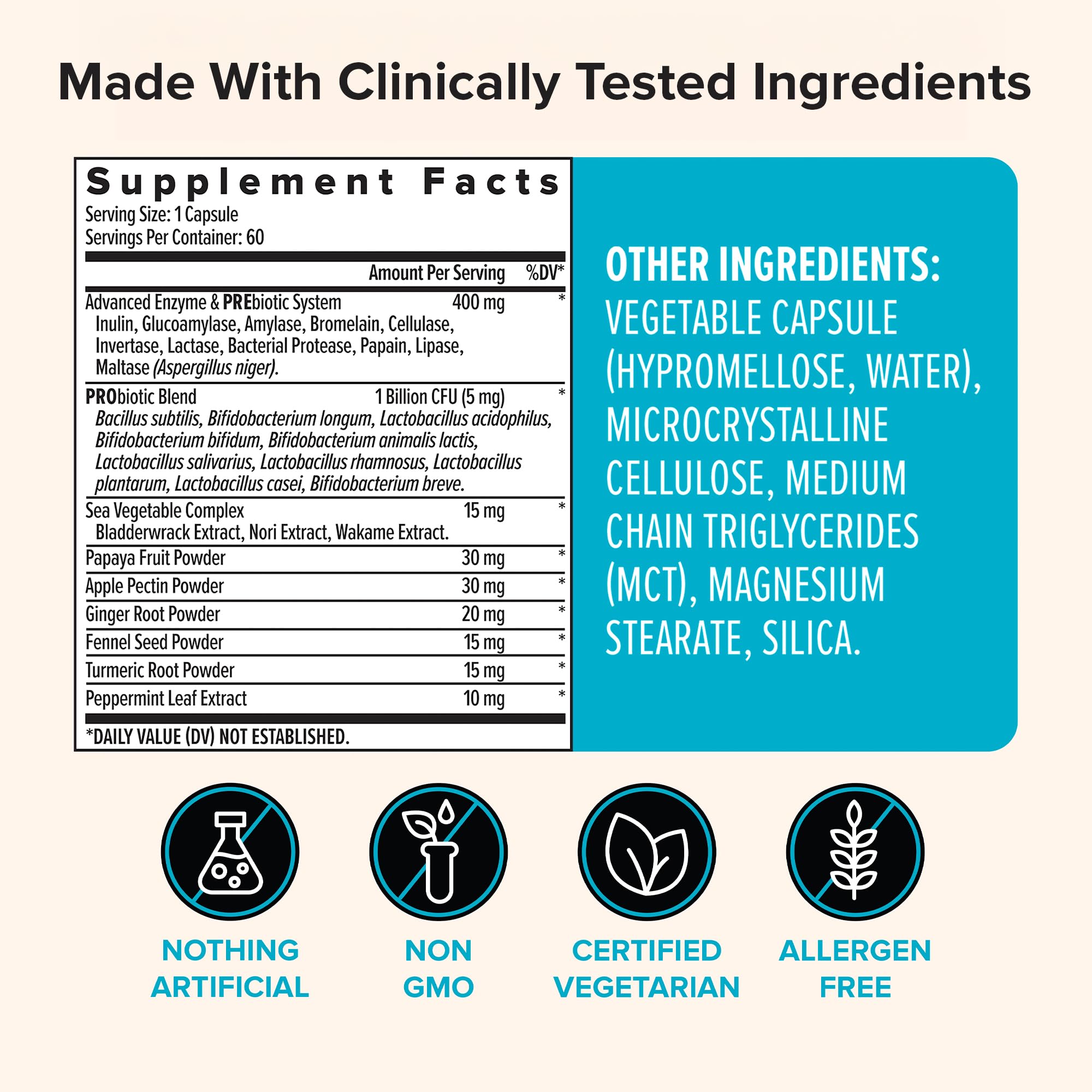 Zenwise Health probiotic capsules show Always Alive formula and small-intestine activation.