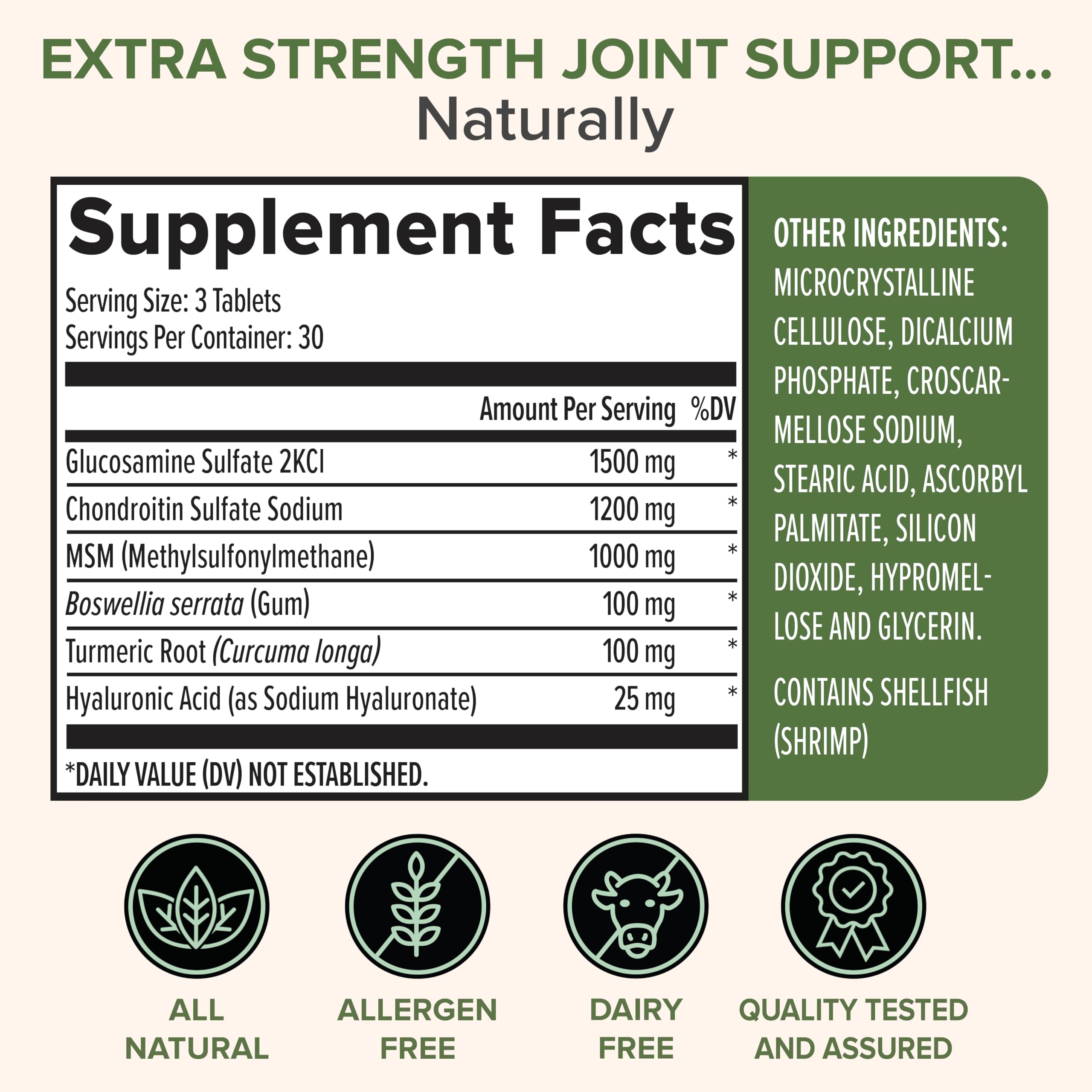 Zenwise Health joint support bottle back label highlighting key ingredients