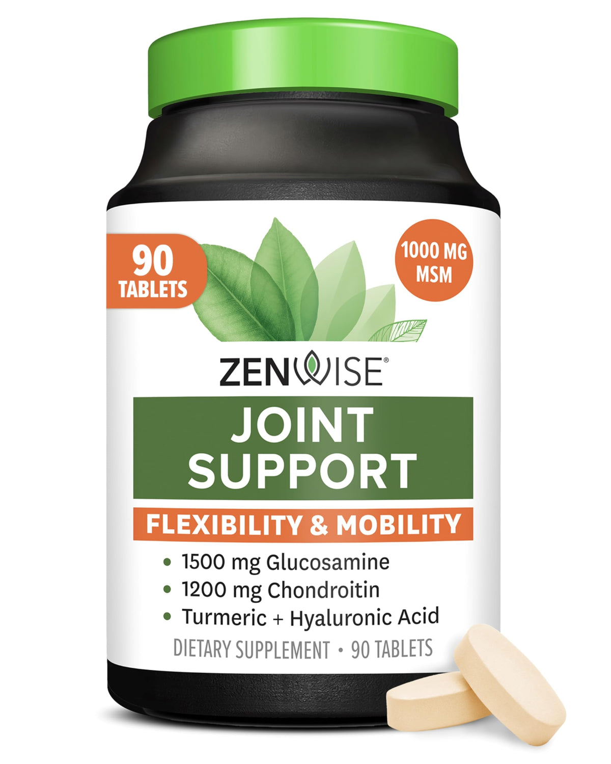 Zenwise Health joint support bottle front showing mobility support features