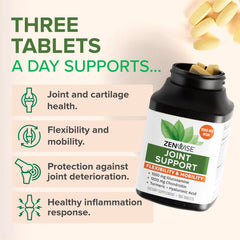 Zenwise Health Joint Support bottle label highlighting glucosamine chondroitin MSM