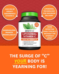 Liposomal technology diagram shows Zenwise Health vitamin C delivery with improved bioavailability