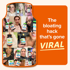 Zenwise No Bloat capsules poured, convenient daily relief from gas and bloating.