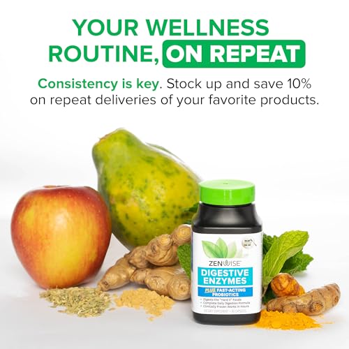 Lifestyle shot with Zenwise capsules beside a glass of water for daily use.
