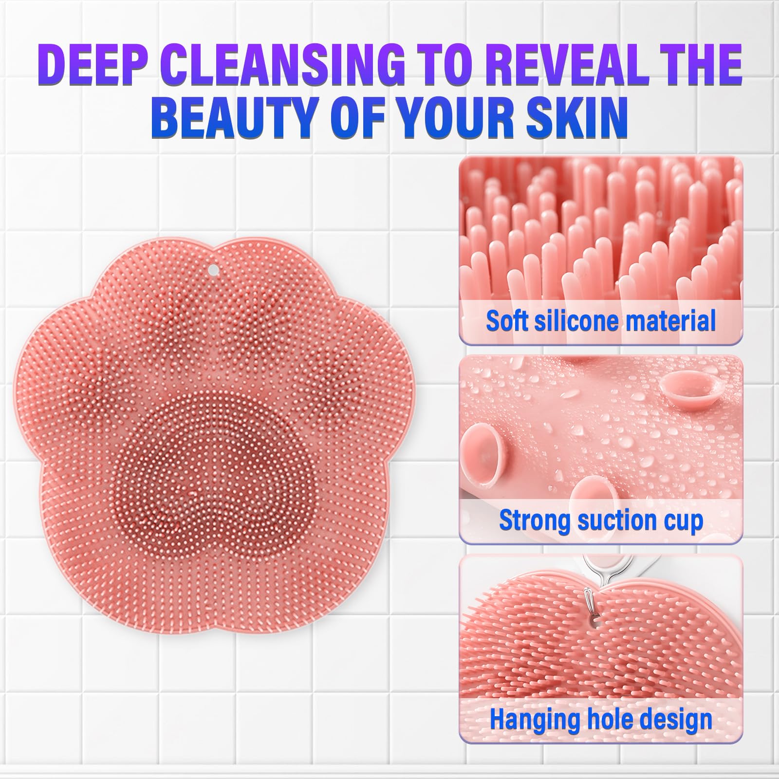 ZenyCblu foot cleaning pad in shower demonstrates upright cleaning routine