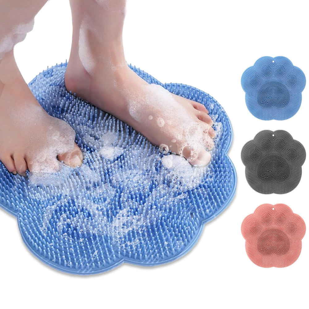 ZenyCblu shower foot scrubber mat blue with a secure non-slip grip for safe foot cleansing.