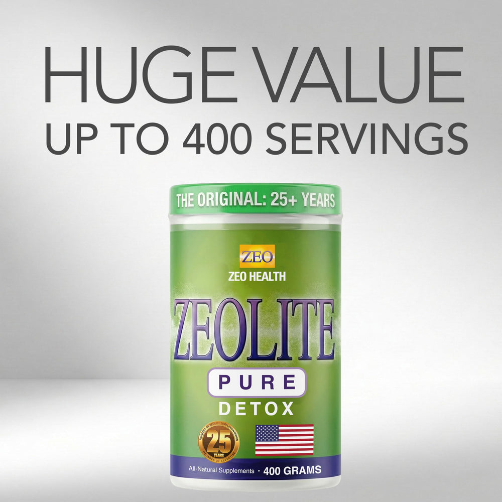 Zeo Health Zeolite Pure display of jars for a long-term wellness routine