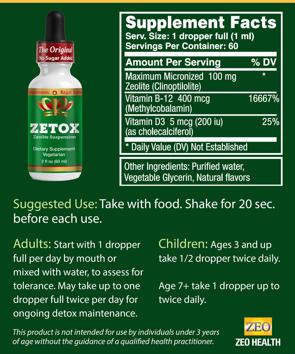Daily dosing with ZETOX drops in water or juice