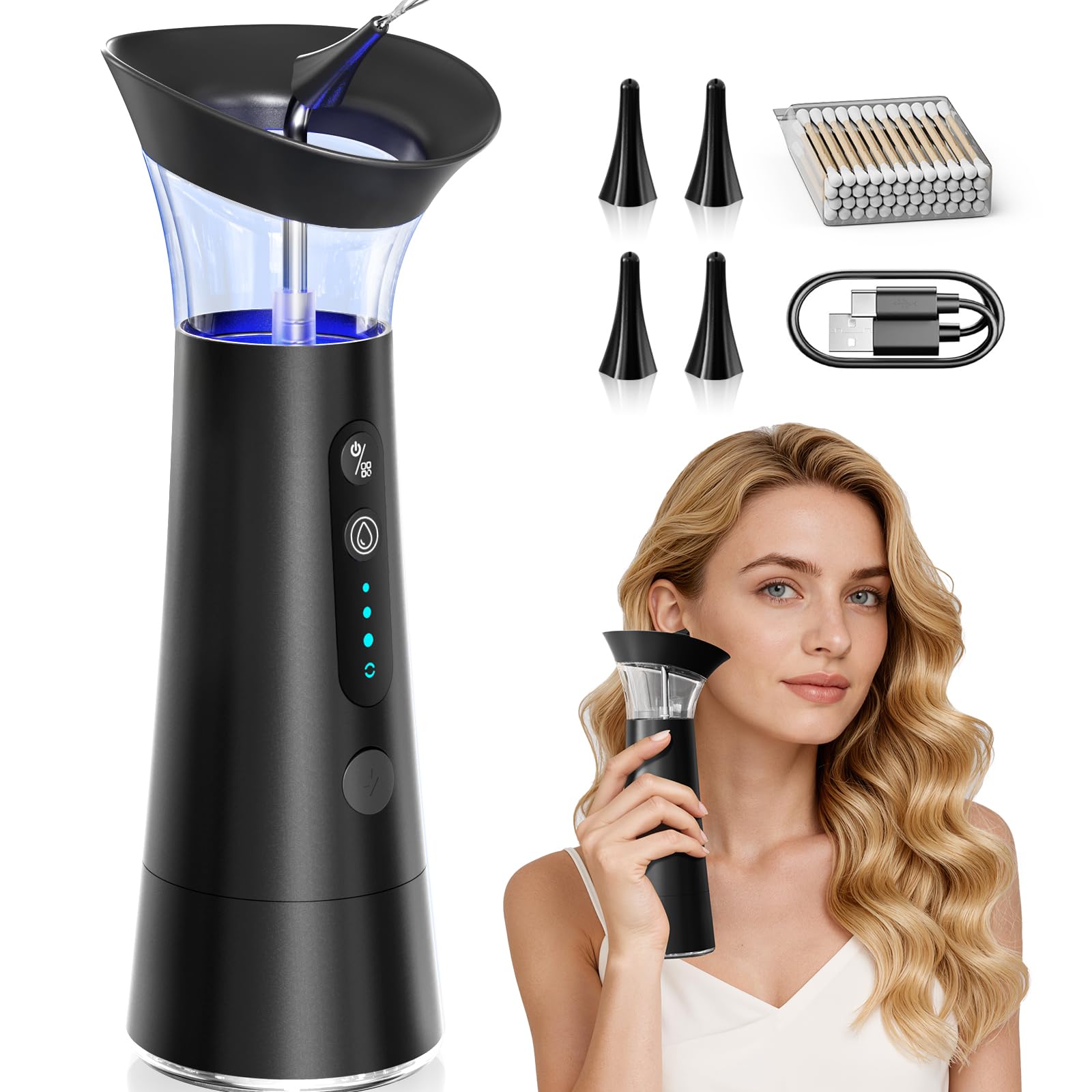 Zephronic electric ear wax removal nozzle 126° for comfortable irrigation