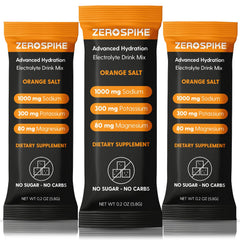 Zerospike No Sugar Electrolytes orange stick for on-the-go hydration during workouts.
