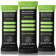 Zerospike No Sugar Electrolytes packets citrus flavor for quick hydration and energy