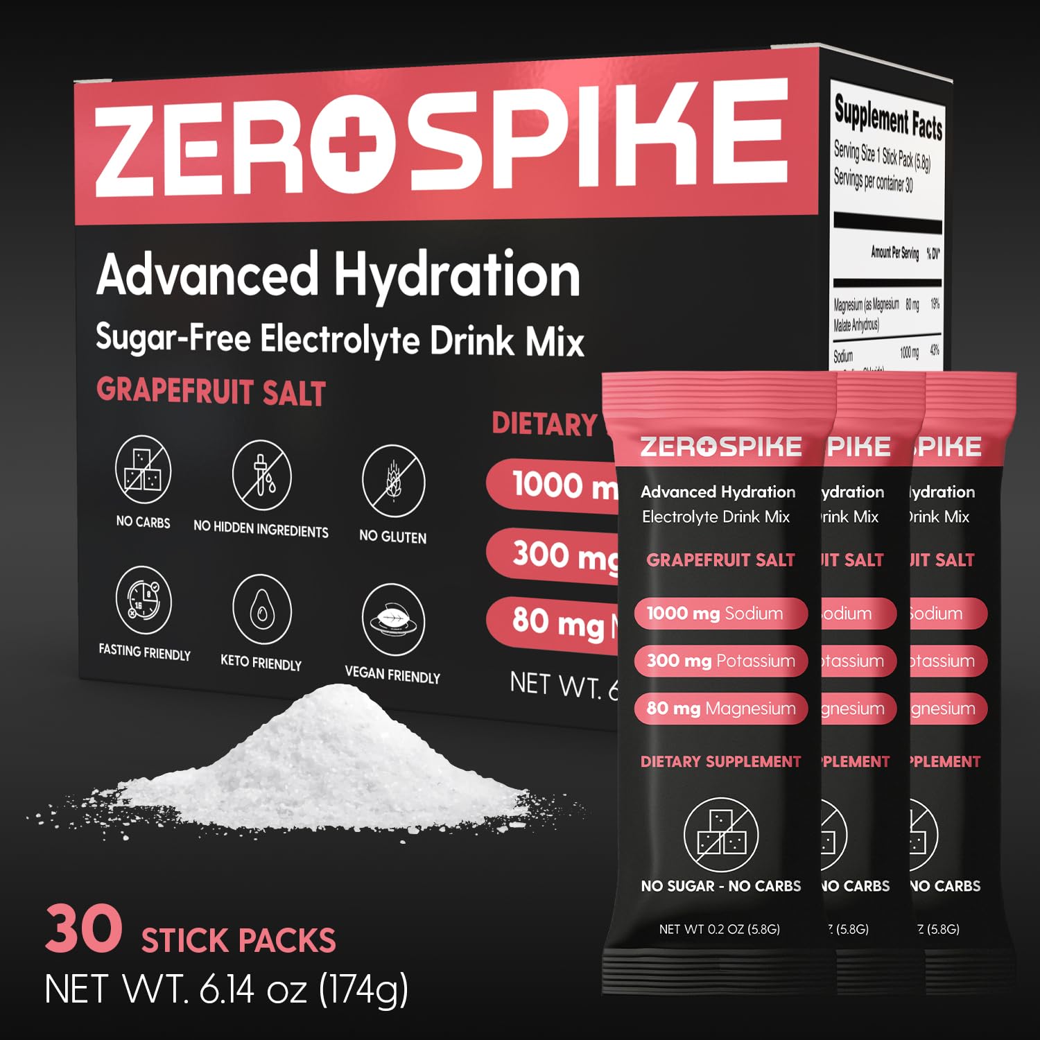 Zerospike No Sugar Electrolytes powder being poured, supporting energy during workouts.