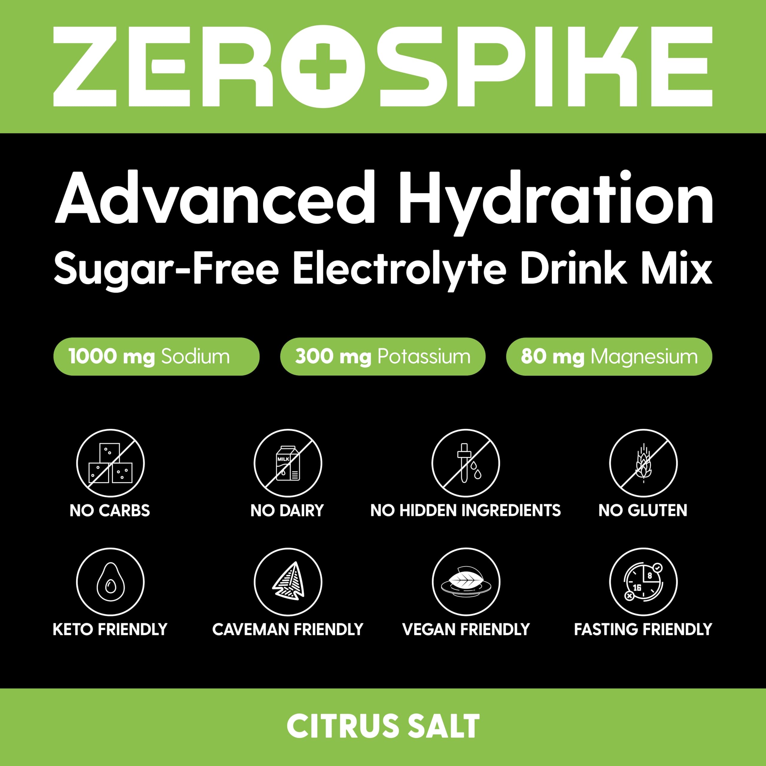 Zerospike No Sugar Electrolytes keto friendly formula supports hydration during routine