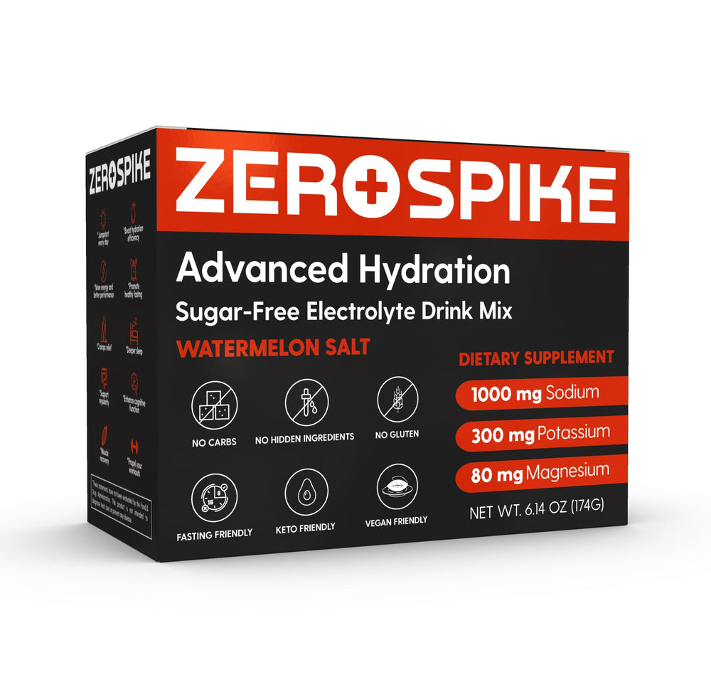 Zerospike Watermelon electrolyte powder glass pour highlights refreshing flavor.