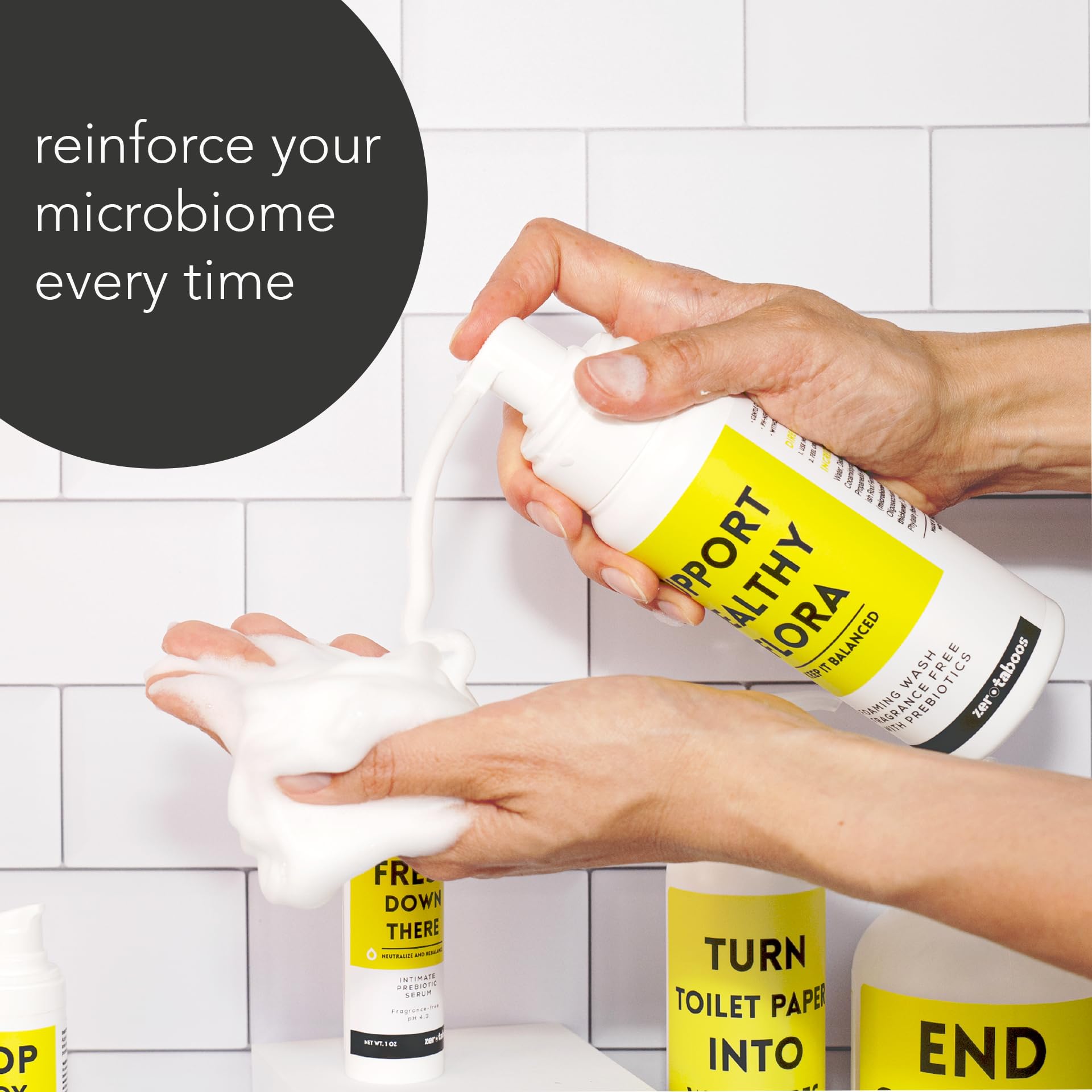 zerotaboos minimalist fragrance-free packaging conveys simplicity and gentle care.