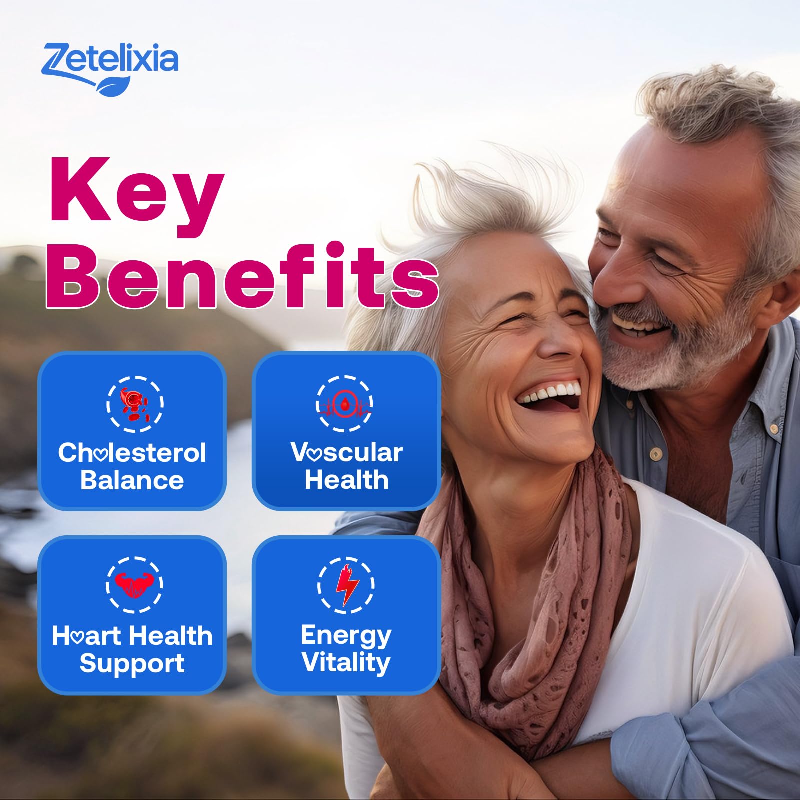 Zetelixia bottle shows plant sterols and stanols for heart support.