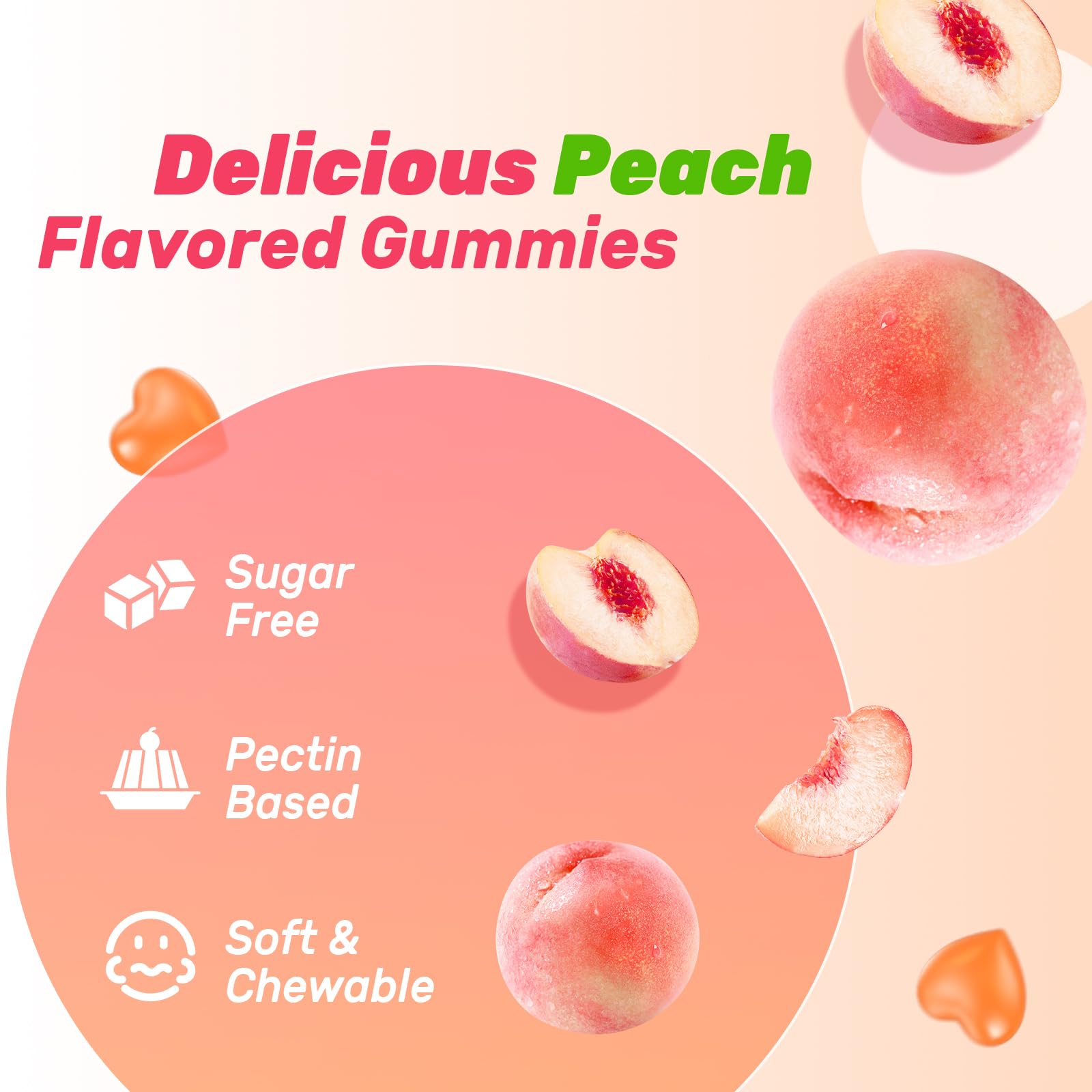 Ingredients label shows CoQ10 and peach flavor notes