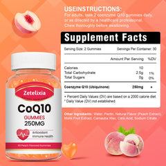 Closeup of Zetelixia CoQ10 Gummies showing peach flavor and texture