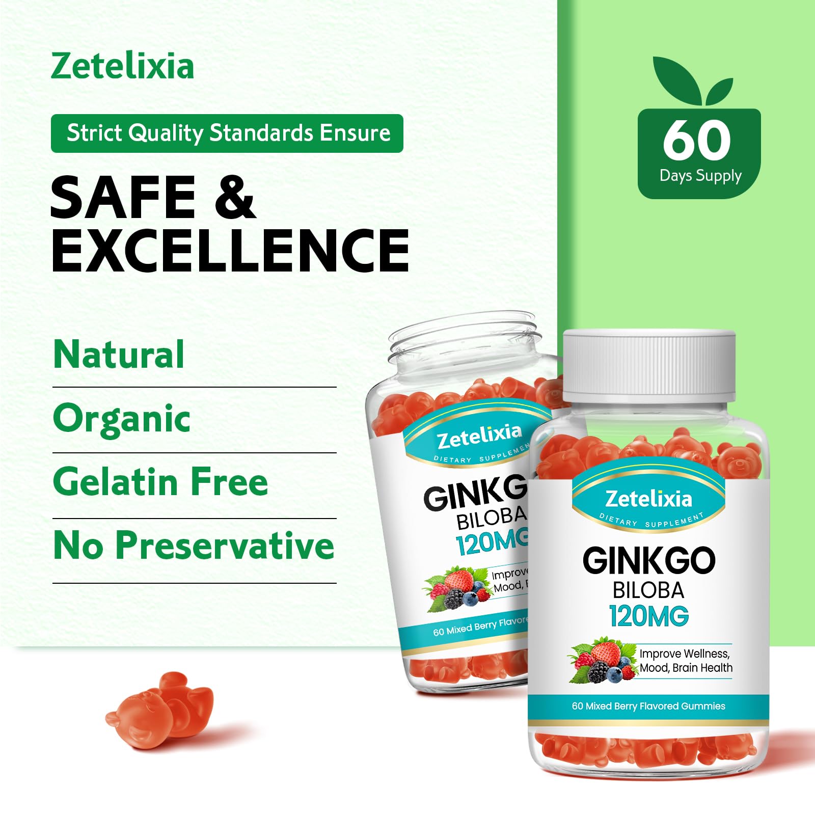 Zetelixia product shot highlighting vegan and berry flavor